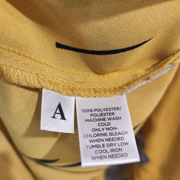 Loft Lilly Roll Tab Floral Blouse Yellow Blue Long Sleeve XS - Picture 7 of 7